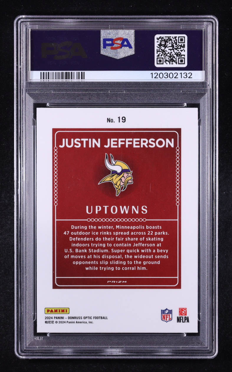 Justin Jefferson 2024 Donruss Optic Uptowns #19 (PSA 9) at PristineAuction.com Justin Jefferson 2024 Donruss Optic Uptowns #19 (PSA 9) at PristineAuction.com