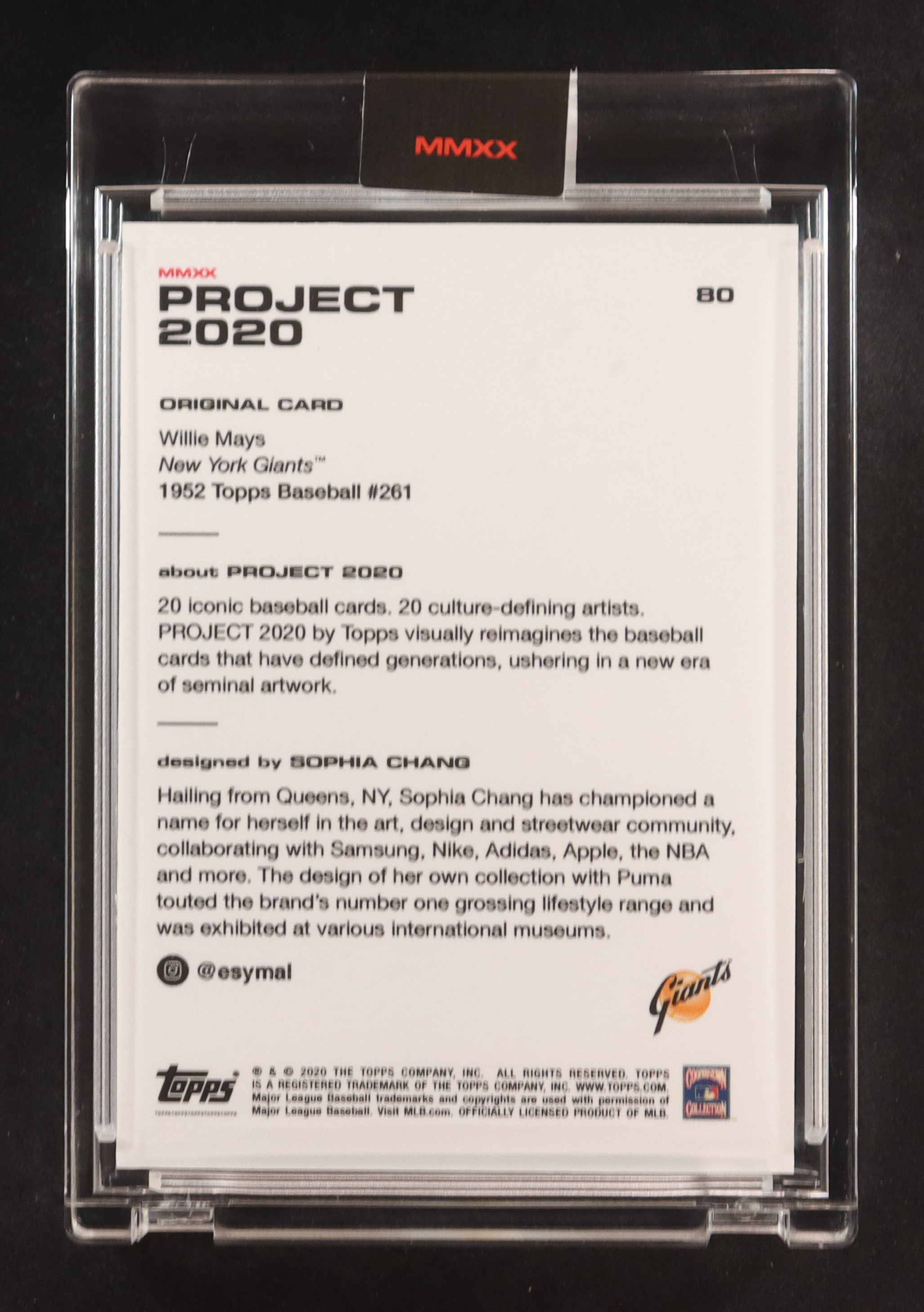 Willie Mays 2020 Topps Project 2020 #80 / Sophia Chang at PristineAuction.com Willie Mays 2020 Topps Project 2020 #80 / Sophia Chang at PristineAuction.com