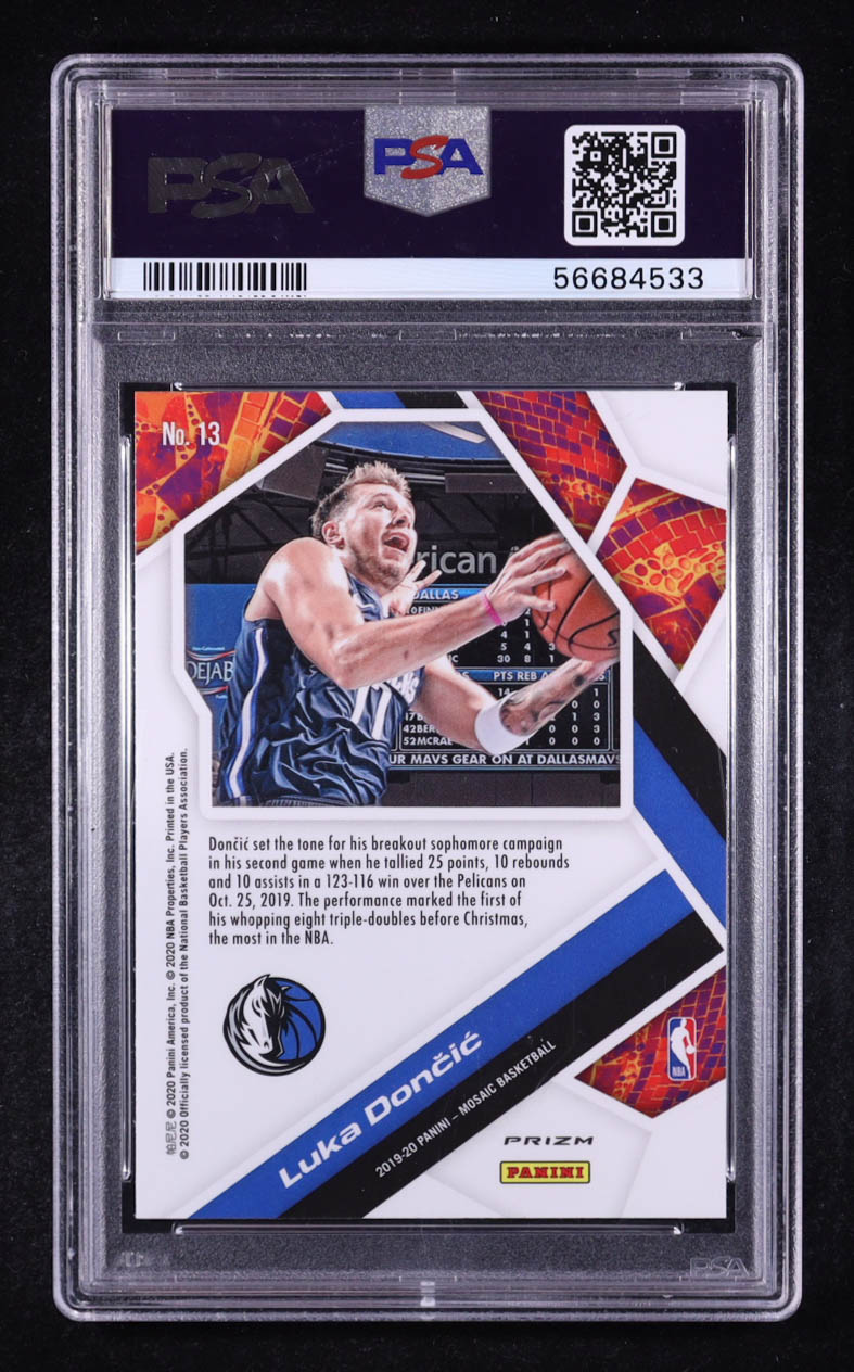 Luka Doncic 2019-20 Panini Mosaic Will to Win Mosaic Green #13 (PSA 10) at PristineAuction.com Luka Doncic 2019-20 Panini Mosaic Will to Win Mosaic Green #13 (PSA 10) at PristineAuction.com
