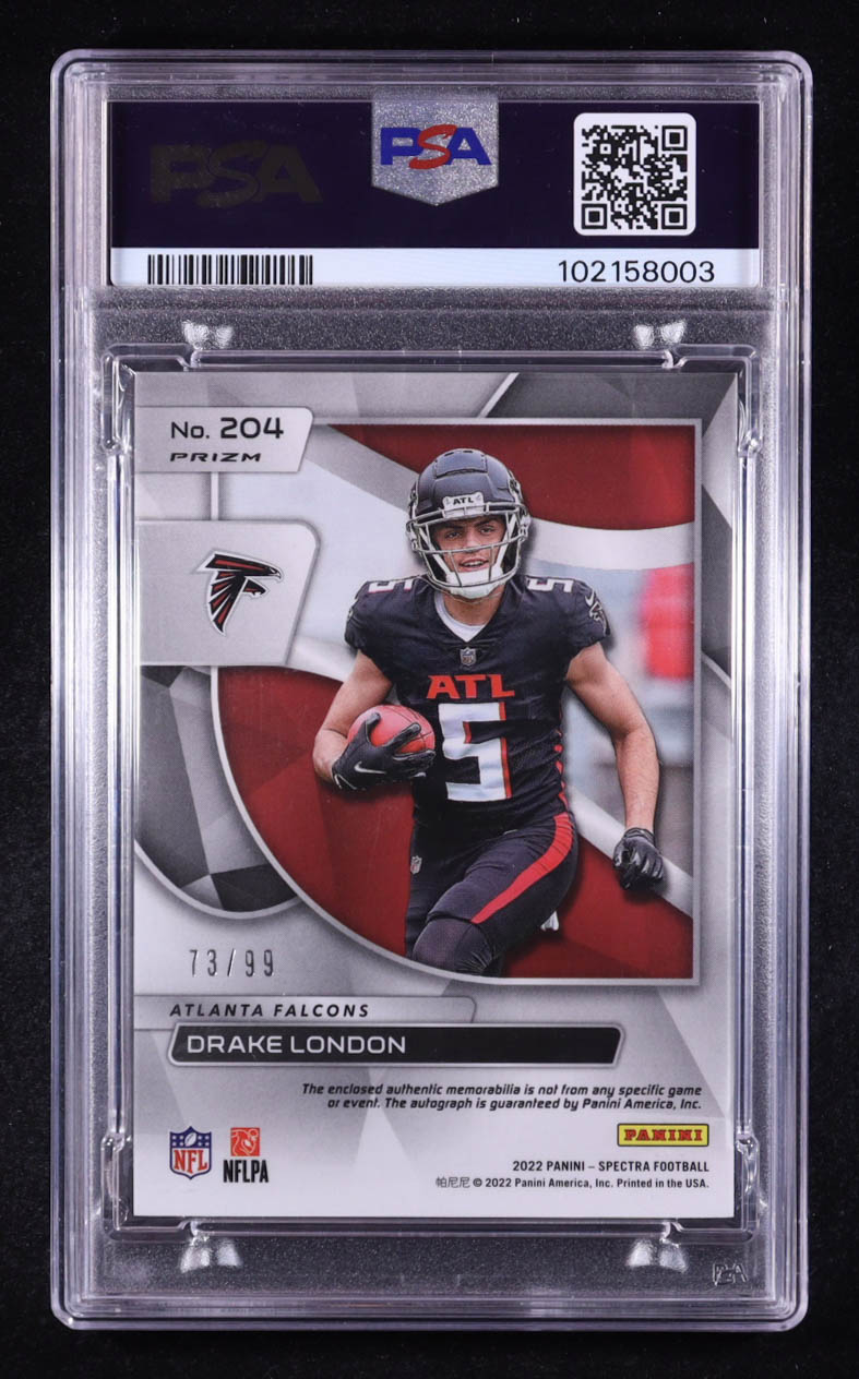 Drake London 2022 Panini Spectra Celestial #204 #73/99 JSY AU RC (PSA 9) at PristineAuction.com Drake London 2022 Panini Spectra Celestial #204 #73/99 JSY AU RC (PSA 9) at PristineAuction.com