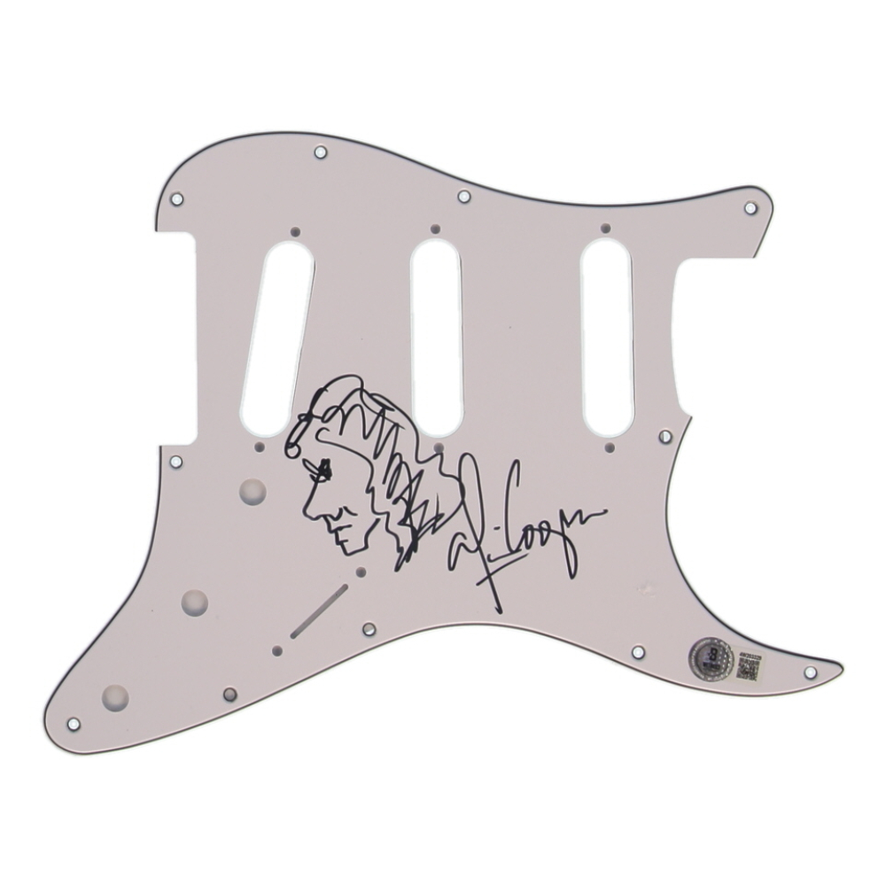 Alice Cooper Signed Electric Guitar Pick Guard with Hand-Drawn Sketch (Beckett) at PristineAuction.com