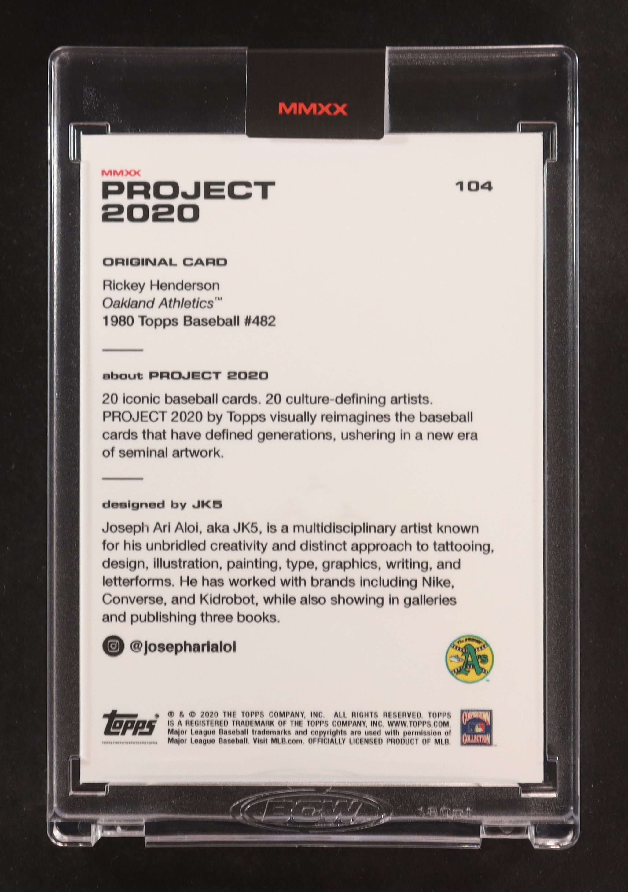 Rickey Henderson 2020 Topps Project 2020 #104 / JK5 at PristineAuction.com Rickey Henderson 2020 Topps Project 2020 #104 / JK5 at PristineAuction.com
