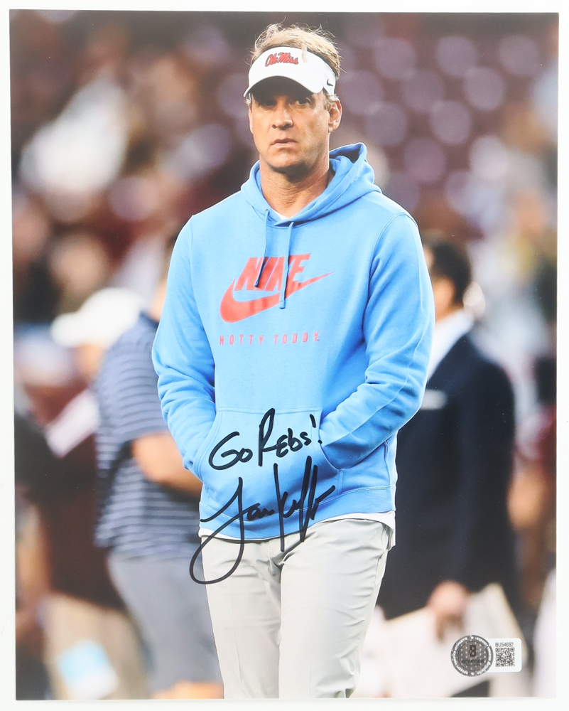 Lane Kiffin Signed Ole Miss Rebels 8x10 Photo Inscribed "Go Rebs!" (Beckett) at PristineAuction.com Lane Kiffin Signed Ole Miss Rebels 8x10 Photo Inscribed "Go Rebs!" (Beckett) at PristineAuction.com