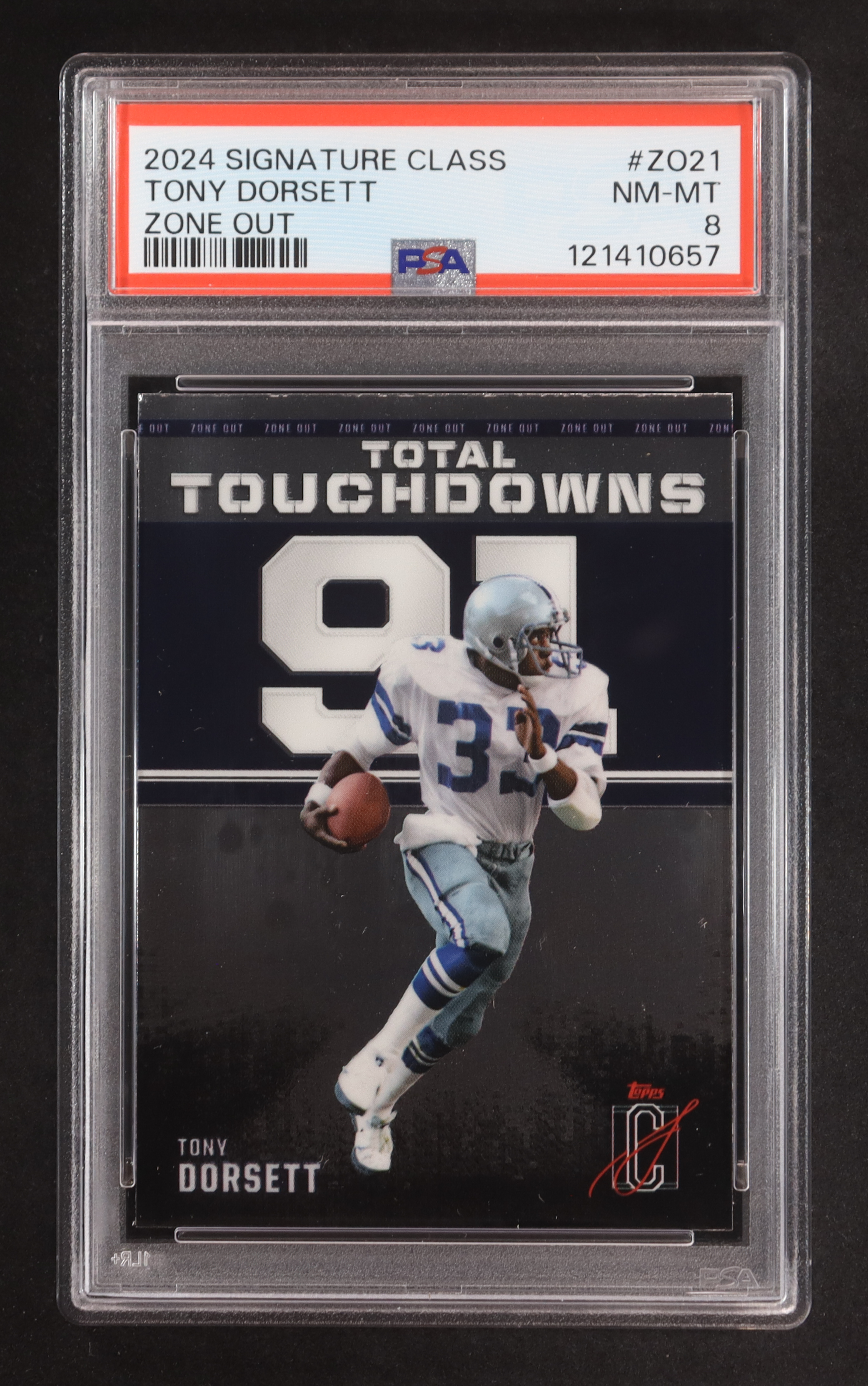 Tony Dorsett 2024 Topps Signature Class Zone Out #ZO-21 (PSA 8) at PristineAuction.com Tony Dorsett 2024 Topps Signature Class Zone Out #ZO-21 (PSA 8) at PristineAuction.com