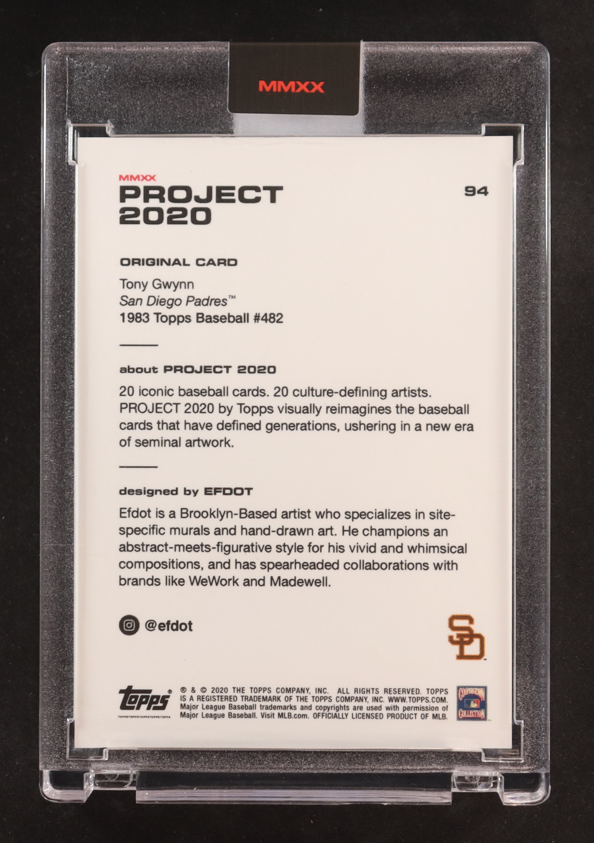 Tony Gwynn 2020 Topps Project 2020 #94 / EFDOT at PristineAuction.com Tony Gwynn 2020 Topps Project 2020 #94 / EFDOT at PristineAuction.com
