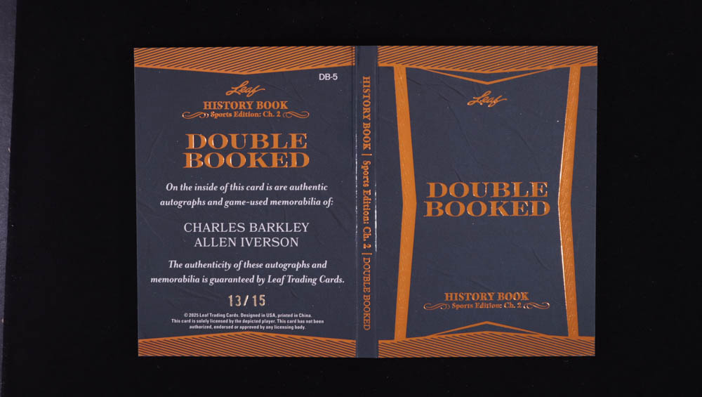 Charles Barkley / Allen Iverson 2025 Leaf History Book Sports Edition Chapter 2 Double Booked Bronze Foil #DB5 #13/15 at PristineAuction.com Charles Barkley / Allen Iverson 2025 Leaf History Book Sports Edition Chapter 2 Double Booked Bronze Foil #DB5 #13/15 at PristineAuction.com