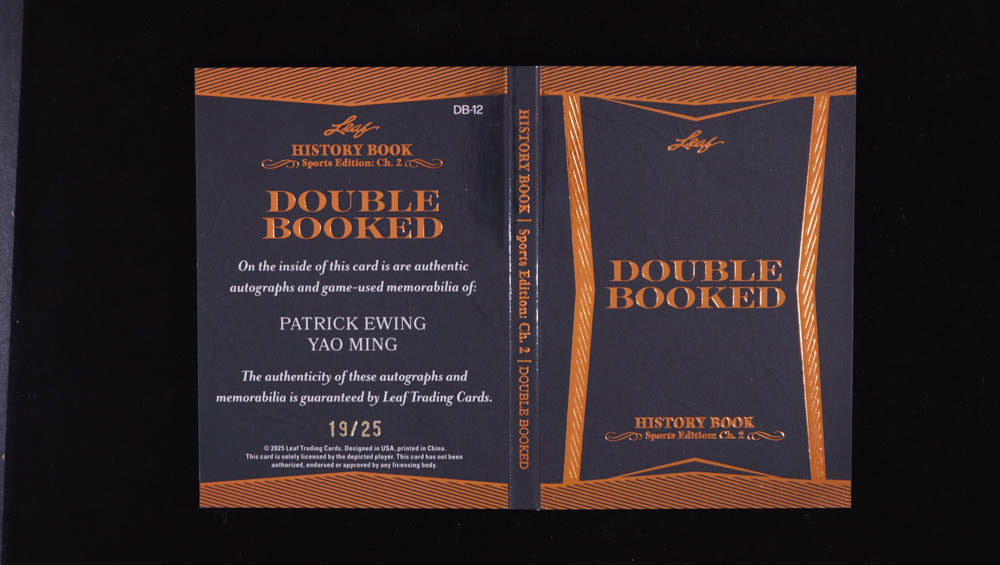 Patrick Ewing / Yao Ming 2025 Leaf History Book Sports Edition Chapter 2 Double Booked Bronze Foil #DB12 #19/25 at PristineAuction.com Patrick Ewing / Yao Ming 2025 Leaf History Book Sports Edition Chapter 2 Double Booked Bronze Foil #DB12 #19/25 at PristineAuction.com
