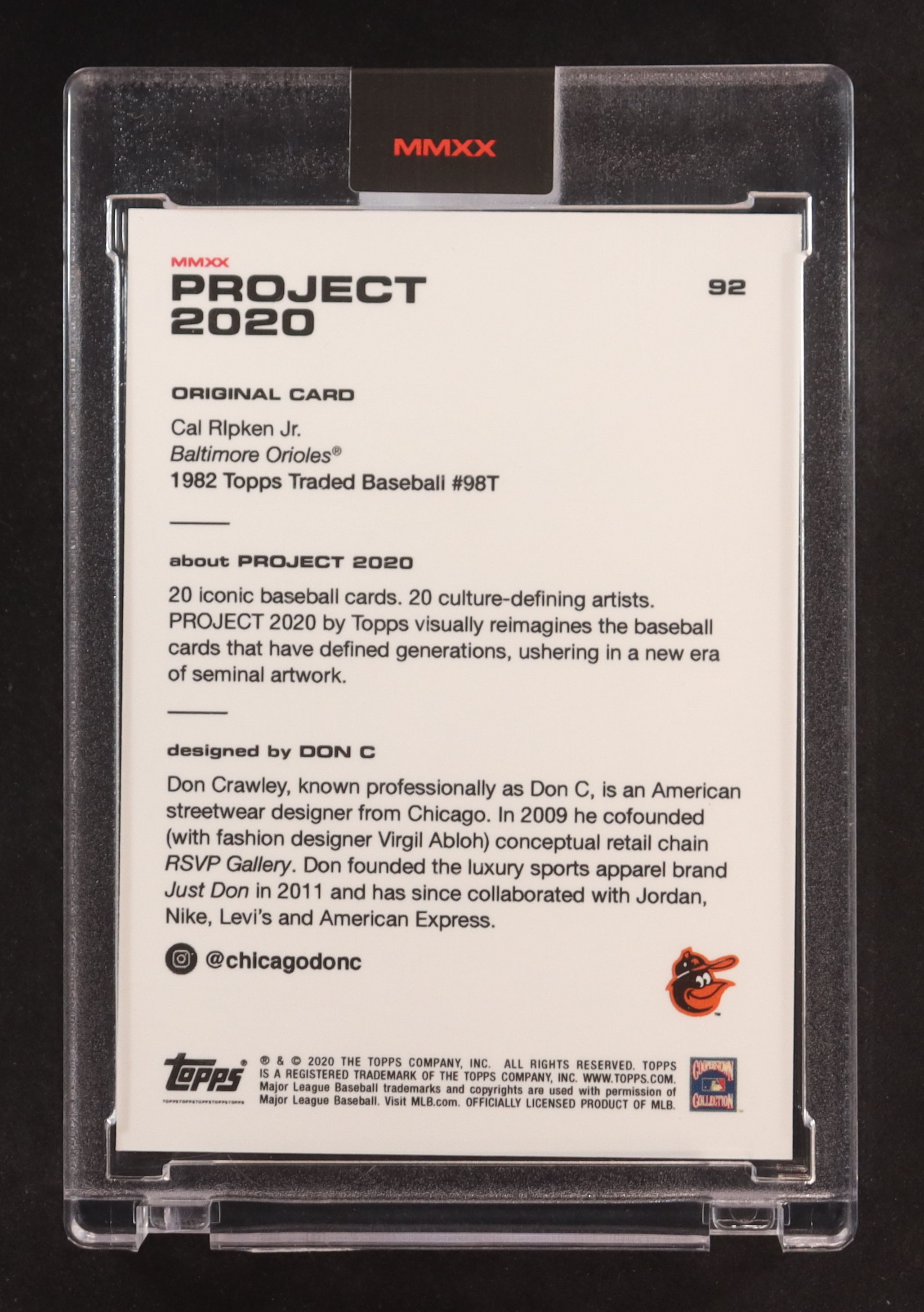 Cal Ripken Jr. 2020 Topps Project 2020 #92 / Don C at PristineAuction.com Cal Ripken Jr. 2020 Topps Project 2020 #92 / Don C at PristineAuction.com