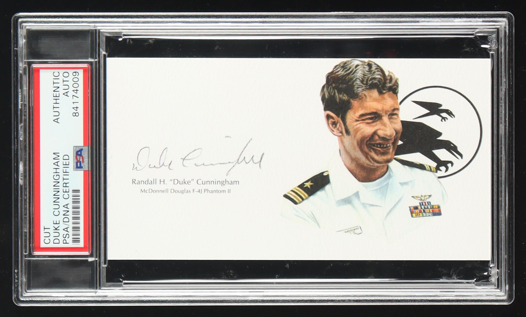 Duke Cunningham Signed Cut With Portrait Art (PSA) at PristineAuction.com Duke Cunningham Signed Cut With Portrait Art (PSA) at PristineAuction.com