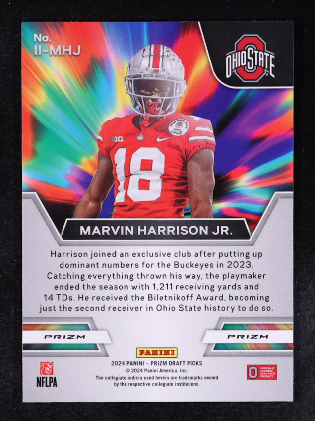 Marvin Harrison Jr. 2024 Panini Prizm Draft Picks Instant Impact Red Ice #10 RC at PristineAuction.com Marvin Harrison Jr. 2024 Panini Prizm Draft Picks Instant Impact Red Ice #10 RC at PristineAuction.com