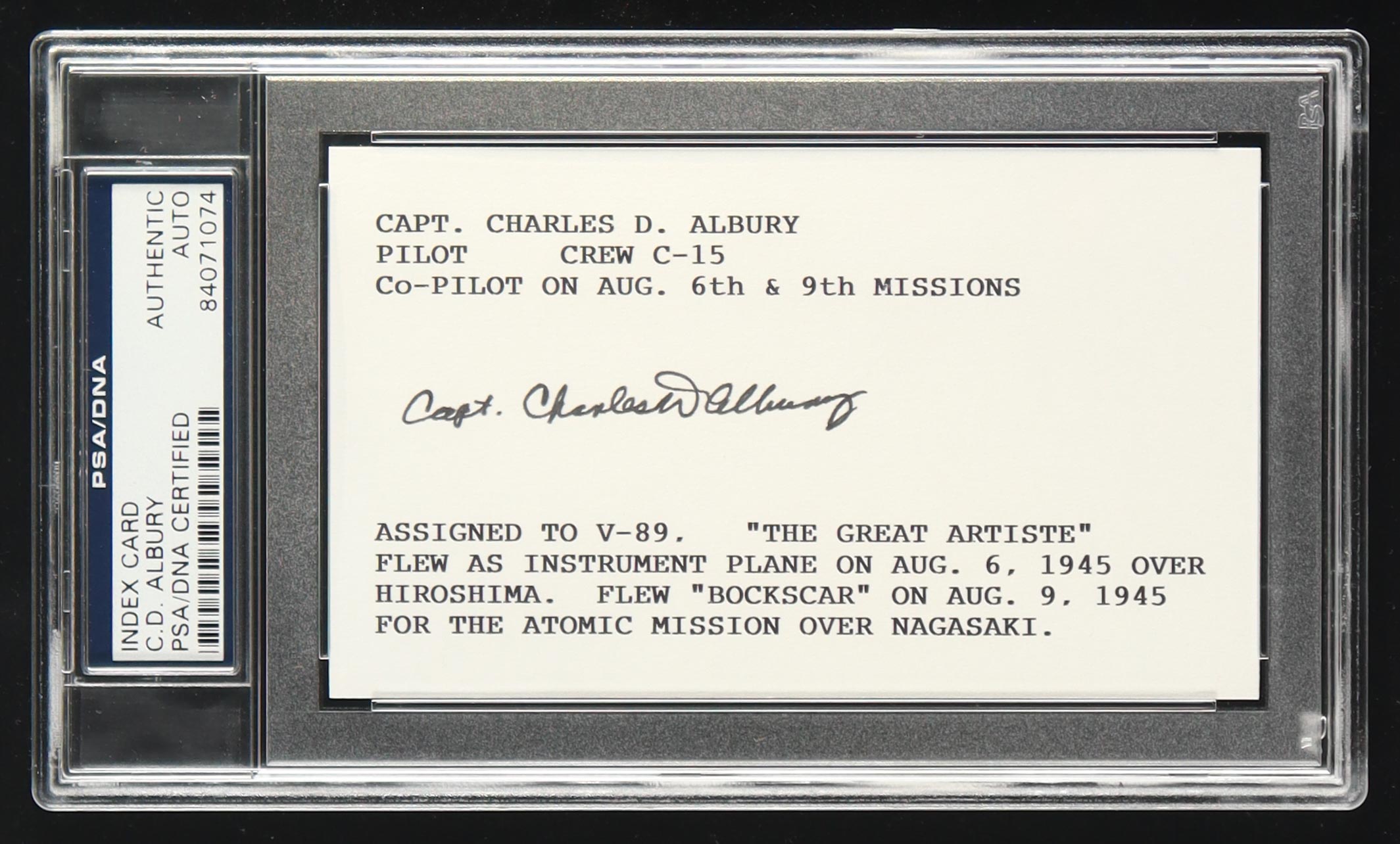 C.D. Albury Signed "The Great Artiste" Index Card (PSA) at PristineAuction.com C.D. Albury Signed "The Great Artiste" Index Card (PSA) at PristineAuction.com