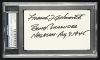 Frederick Ashworth Signed Index Card Inscribed "Bomb Commander" & "Nagasaki - Aug 9, 1945" (PSA) at PristineAuction.com