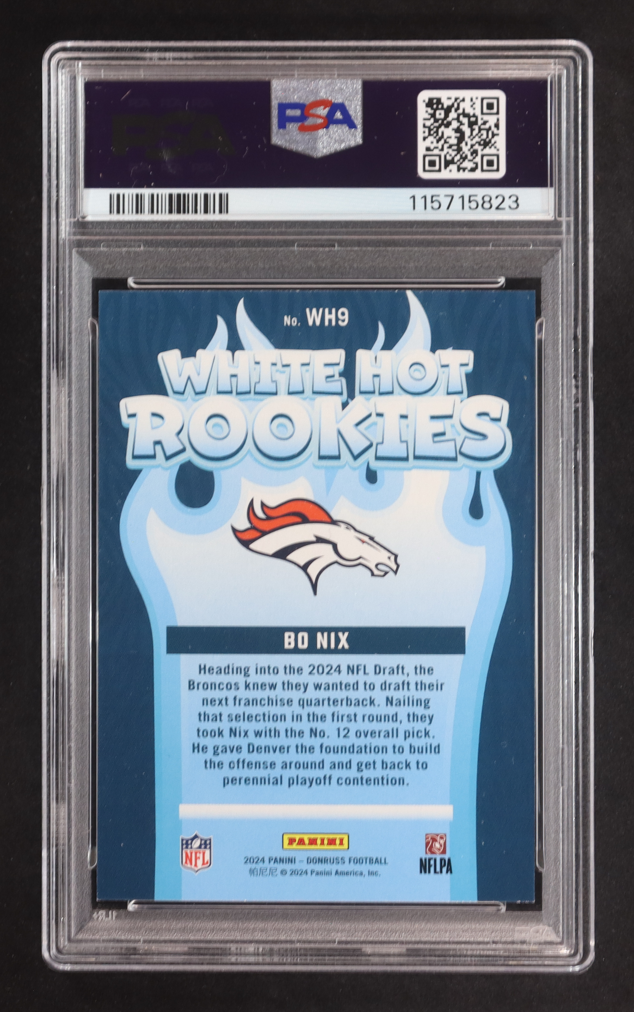 Bo Nix 2024 Donruss White Hot Rookies #9 RC (PSA 9) at PristineAuction.com Bo Nix 2024 Donruss White Hot Rookies #9 RC (PSA 9) at PristineAuction.com