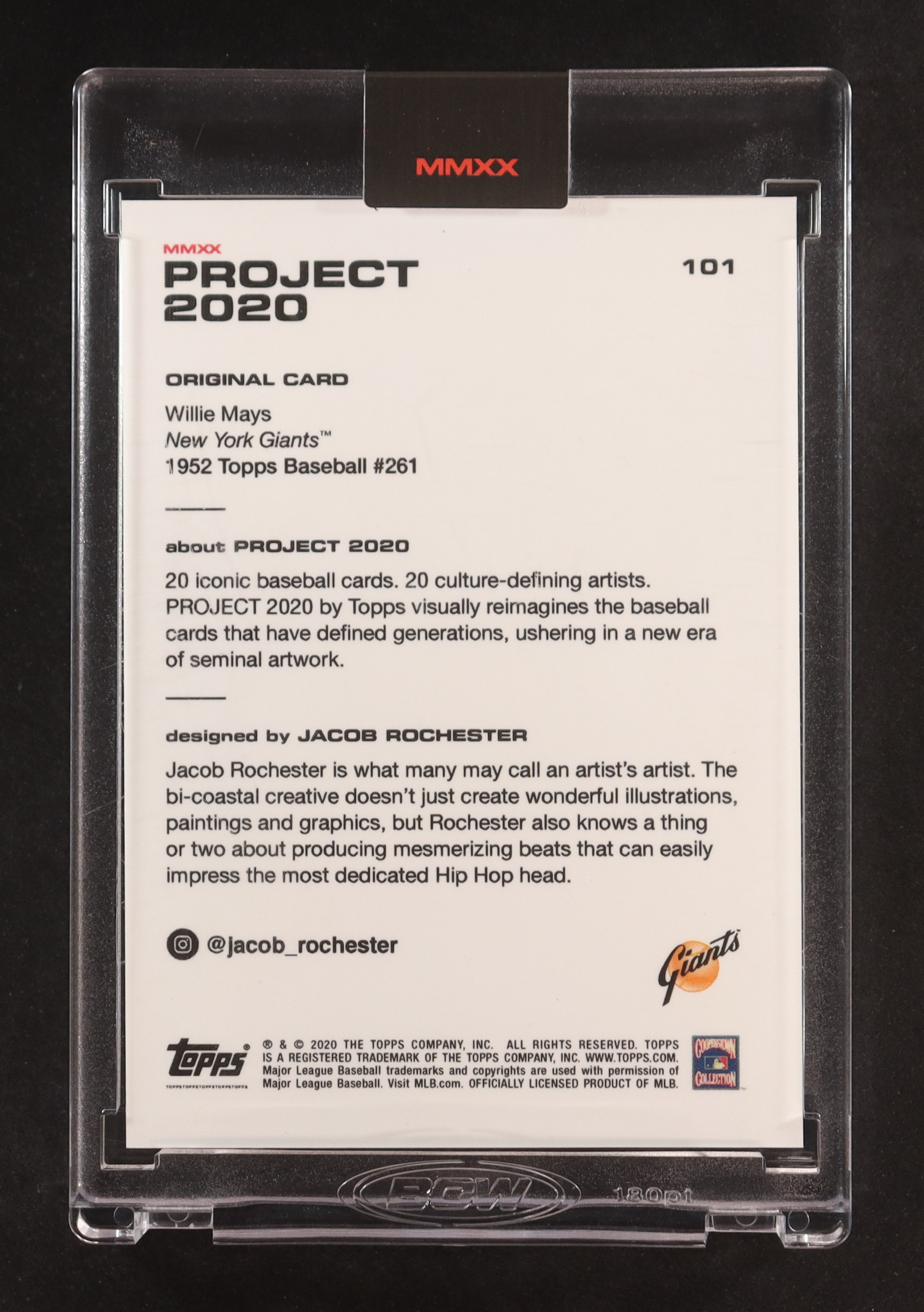 Willie Mays 2020 Topps Project 2020 #101 / Jacob Rochester at PristineAuction.com Willie Mays 2020 Topps Project 2020 #101 / Jacob Rochester at PristineAuction.com