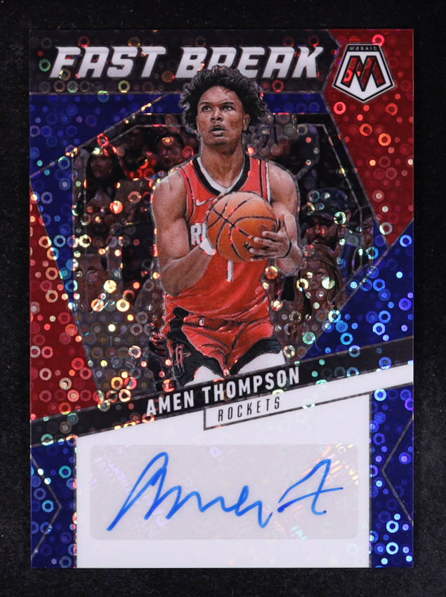 Amen Thompson 2024-25 Panini Mosaic Autographs Fast Break Blue #45 #15/25 at PristineAuction.com Amen Thompson 2024-25 Panini Mosaic Autographs Fast Break Blue #45 #15/25 at PristineAuction.com