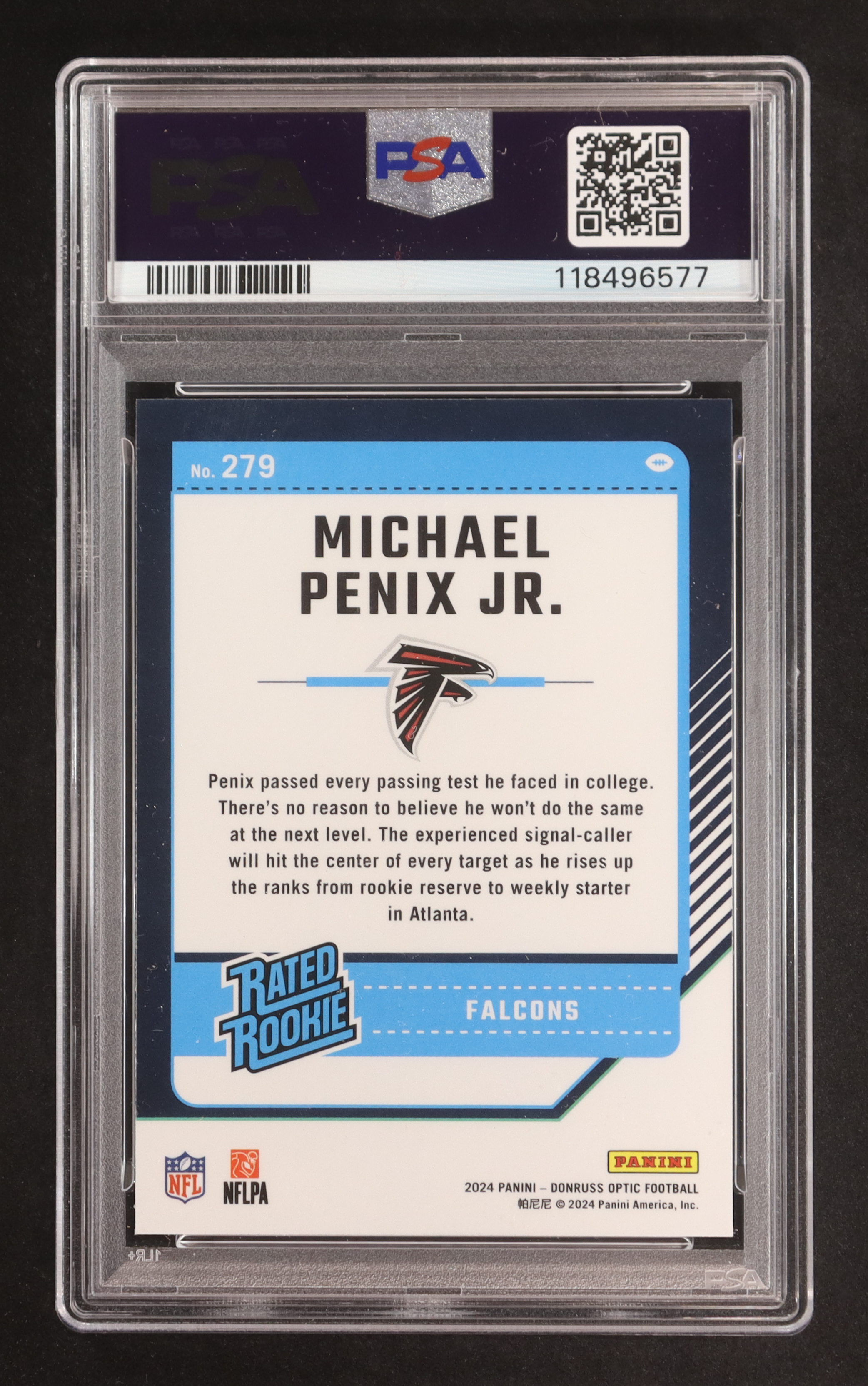 Michael Penix Jr. 2024 Donruss Optic #279 RR RC (PSA 9) at PristineAuction.com Michael Penix Jr. 2024 Donruss Optic #279 RR RC (PSA 9) at PristineAuction.com