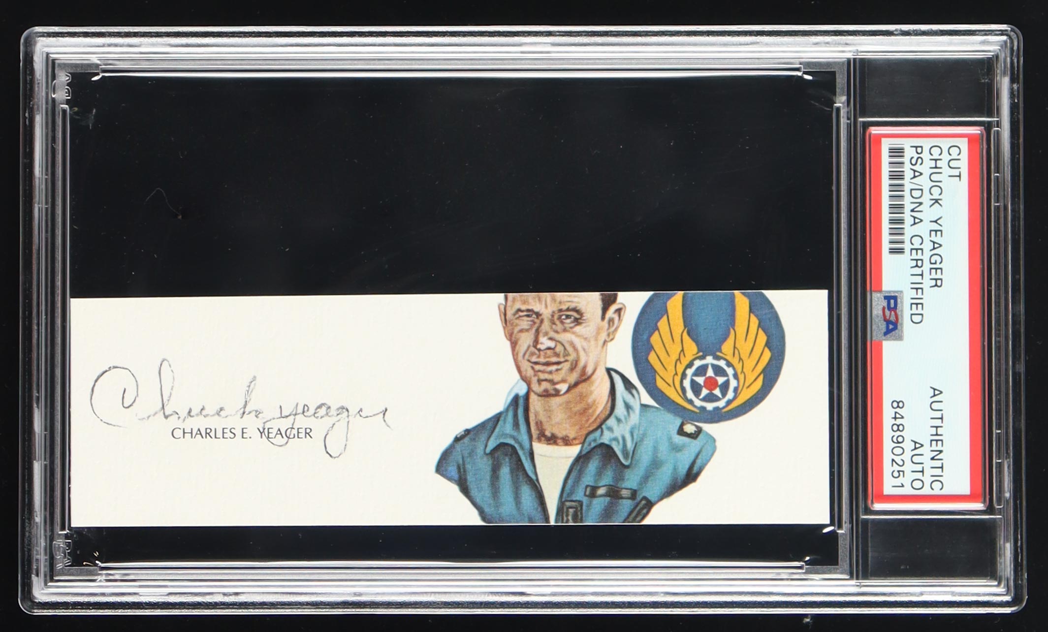 Chuck Yeager Signed Cut With Portrait Art (PSA) at PristineAuction.com Chuck Yeager Signed Cut With Portrait Art (PSA) at PristineAuction.com