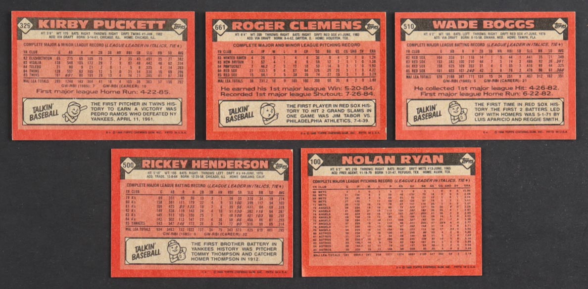 1986 Topps Complete Set of (792) Baseball Cards with Nolan Ryan #100, Roger Clemens #661, Pete Rose #1, Cal Ripken #340 at PristineAuction.com 1986 Topps Complete Set of (792) Baseball Cards with Nolan Ryan #100, Roger Clemens #661, Pete Rose #1, Cal Ripken #340 at PristineAuction.com