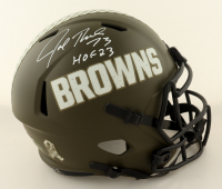 Joe Thomas Signed Browns Full-Size Salute to Service Alternate Speed Helmet Inscribed "HOF 23" (Beckett) at PristineAuction.com