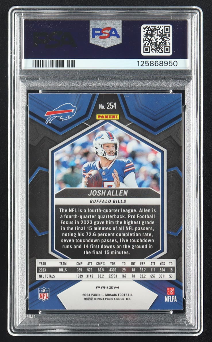 Josh Allen 2024 Panini Mosaic Reactive Yellow #254 (PSA 10) at PristineAuction.com Josh Allen 2024 Panini Mosaic Reactive Yellow #254 (PSA 10) at PristineAuction.com