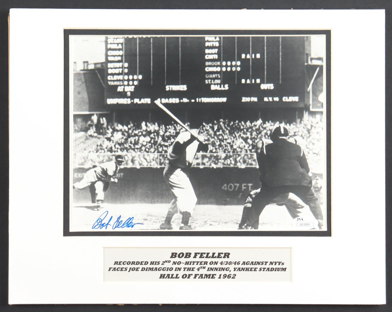Bob Feller Signed Indians 11x14 Custom Matted Photo (JSA) at PristineAuction.com Bob Feller Signed Indians 11x14 Custom Matted Photo (JSA) at PristineAuction.com
