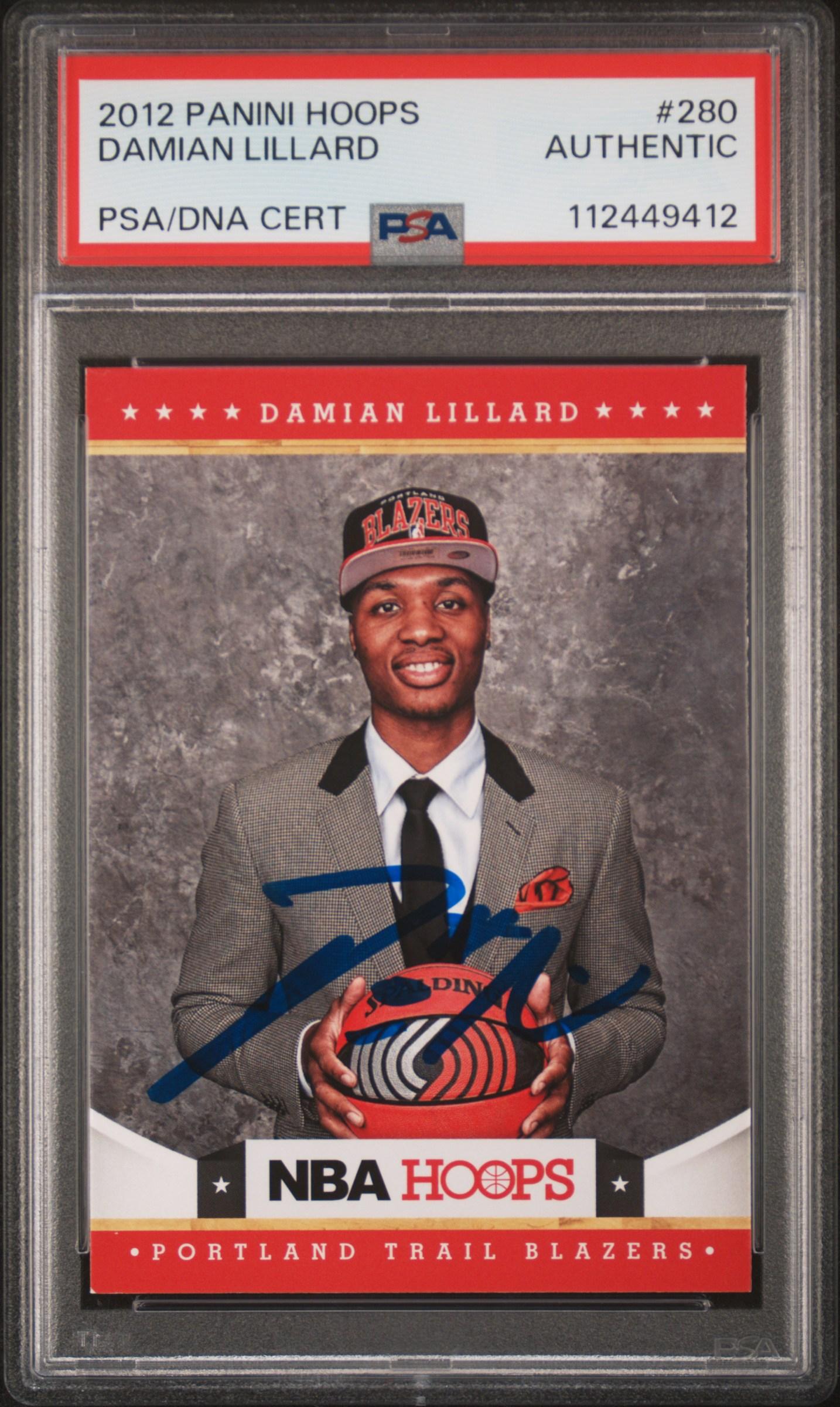 Damian Lillard Signed 2012 Panini Hoops #280 RC (PSA) at PristineAuction.com Damian Lillard Signed 2012 Panini Hoops #280 RC (PSA) at PristineAuction.com