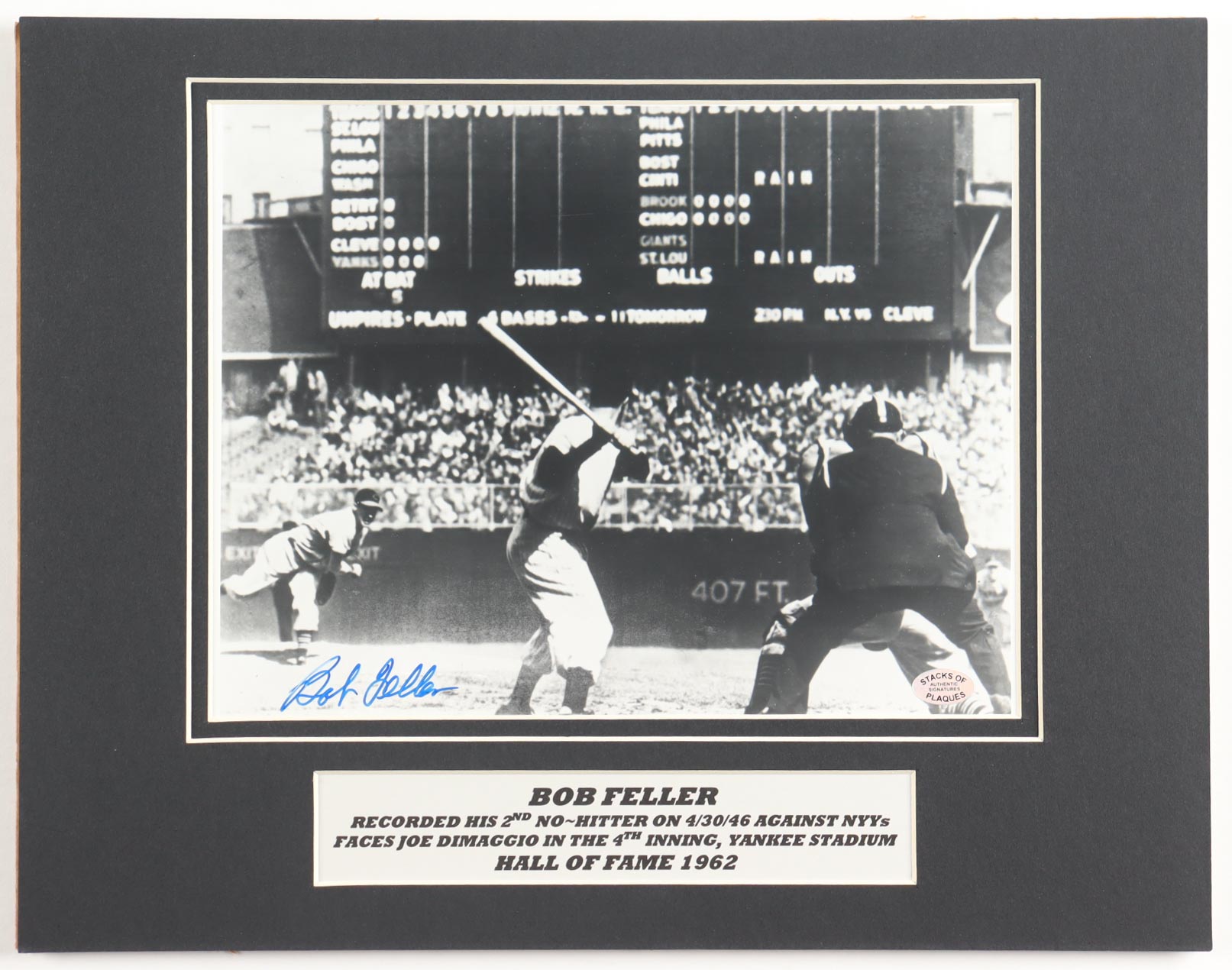 Bob Feller Signed Indians 11x14 Custom Matted Photo (SoP) at PristineAuction.com Bob Feller Signed Indians 11x14 Custom Matted Photo (SoP) at PristineAuction.com