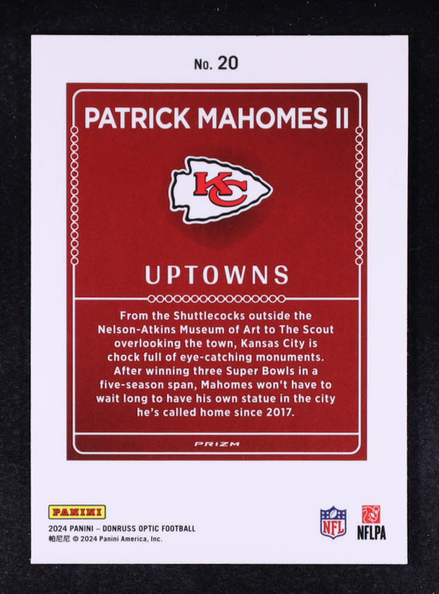 Patrick Mahomes II 2024 Donruss Optic Uptowns #20 at PristineAuction.com Patrick Mahomes II 2024 Donruss Optic Uptowns #20 at PristineAuction.com