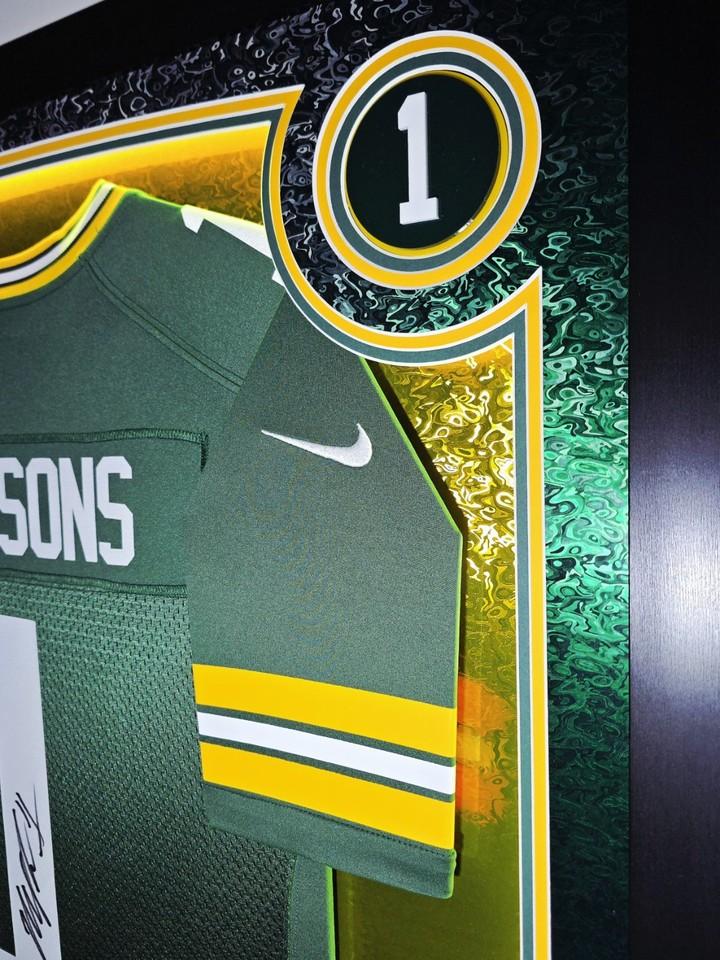 Micah Parsons Signed Packers Custom Framed Nike Jersey with LED Display & (4) 3D Logos (Fanatics) at PristineAuction.com Micah Parsons Signed Packers Custom Framed Nike Jersey with LED Display & (4) 3D Logos (Fanatics) at PristineAuction.com