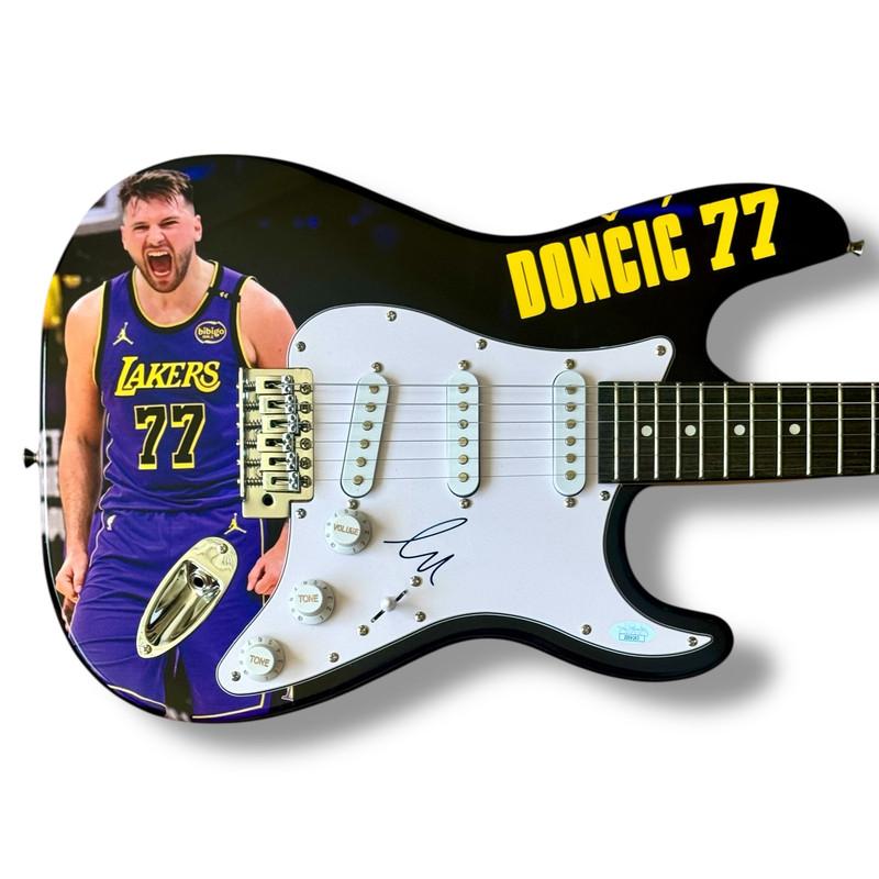 Luka Doncic Signed Lakers Custom Stratocaster Guitar (JSA) at PristineAuction.com Luka Doncic Signed Lakers Custom Stratocaster Guitar (JSA) at PristineAuction.com