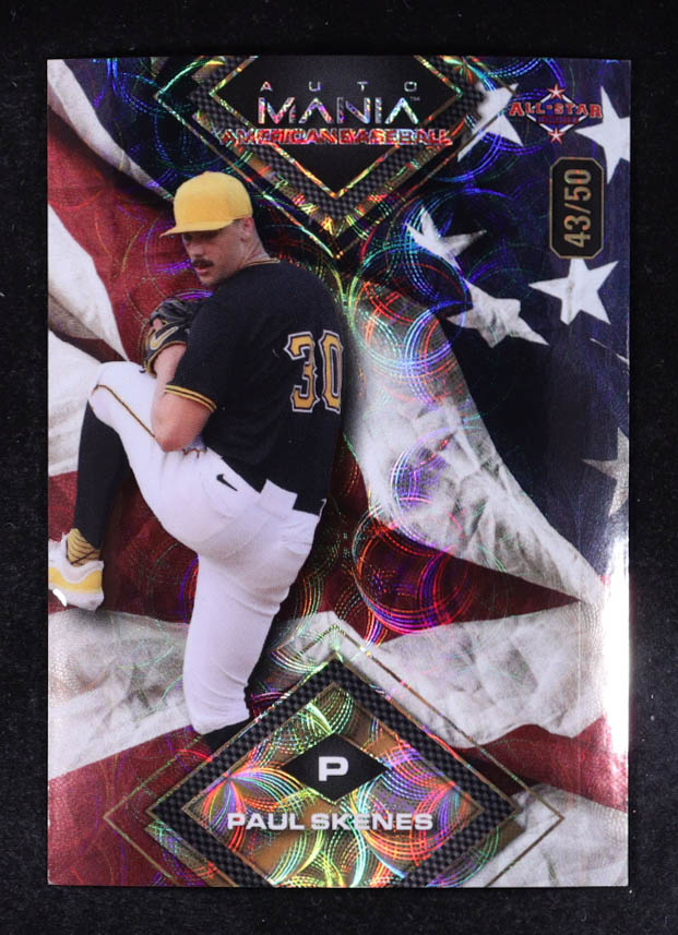 Paul Skenes 2024 Wild Card Auto Mania American Baseball American Flag Scope #AMAD-PS #43/50 RC at PristineAuction.com Paul Skenes 2024 Wild Card Auto Mania American Baseball American Flag Scope #AMAD-PS #43/50 RC at PristineAuction.com
