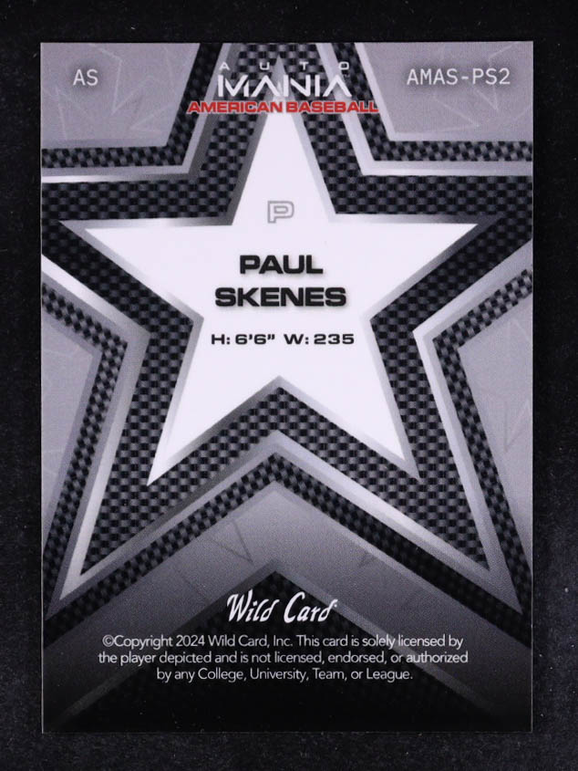 Paul Skenes 2024 Wild Card Auto Mania American Baseball American Flag Mojo #AMAS-PS2 #40/50 RC at PristineAuction.com Paul Skenes 2024 Wild Card Auto Mania American Baseball American Flag Mojo #AMAS-PS2 #40/50 RC at PristineAuction.com