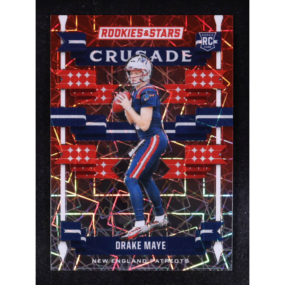 Drake Maye 2024 Rookies and Stars Crusade Red Lazer #22 RC at PristineAuction.com