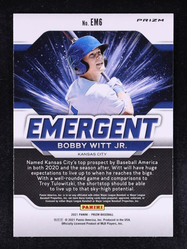 Bobby Witt Jr. 2021 Panini Prizm Emergent #6 RC at PristineAuction.com Bobby Witt Jr. 2021 Panini Prizm Emergent #6 RC at PristineAuction.com