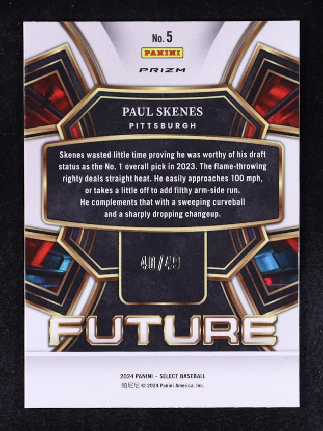 Paul Skenes 2024 Select Future Blue Prizm #5 RC #40/49 at PristineAuction.com Paul Skenes 2024 Select Future Blue Prizm #5 RC #40/49 at PristineAuction.com