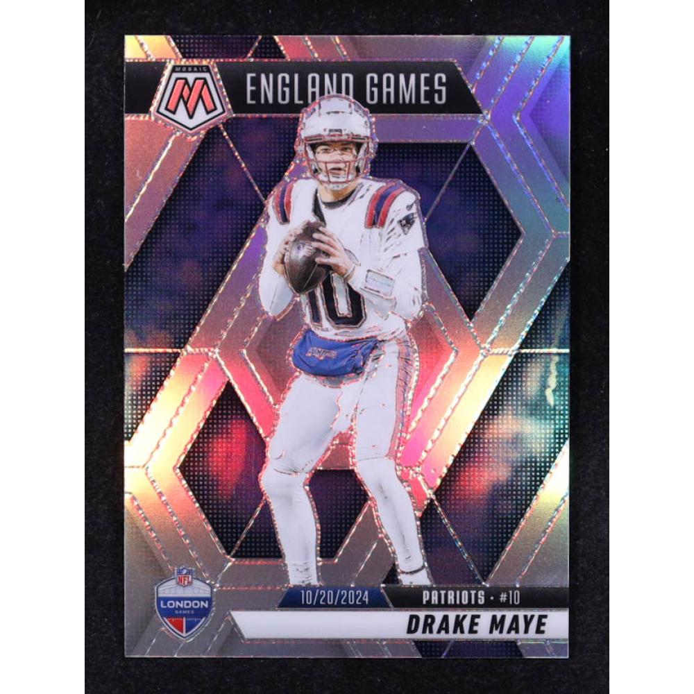 Drake Maye 2025 Panini Mosaic Silver England Games #258 at PristineAuction.com