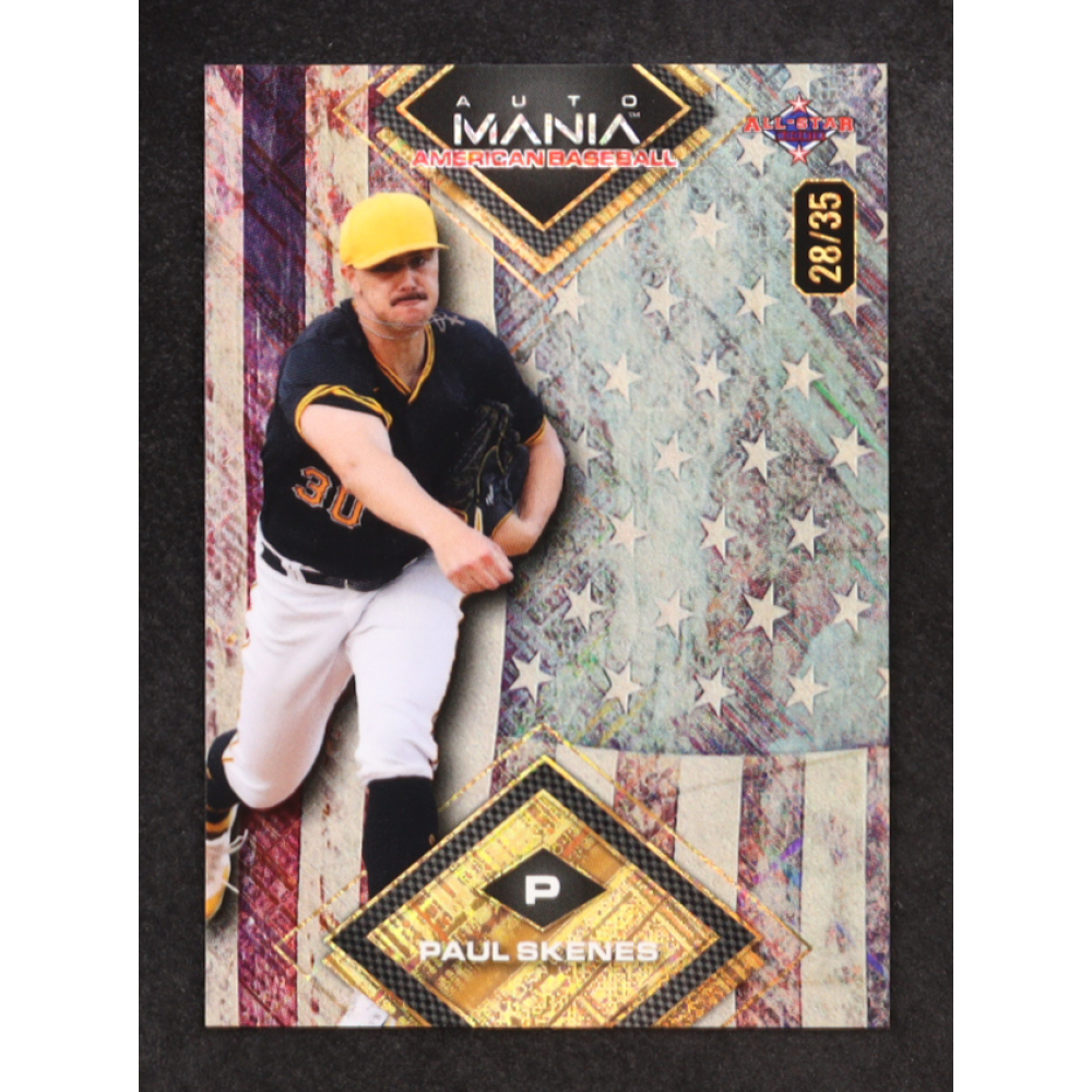 Paul Skenes 2024 Wild Card Auto Mania Vintage Flag Shimmer #AMACPS RC #28/35 at PristineAuction.com