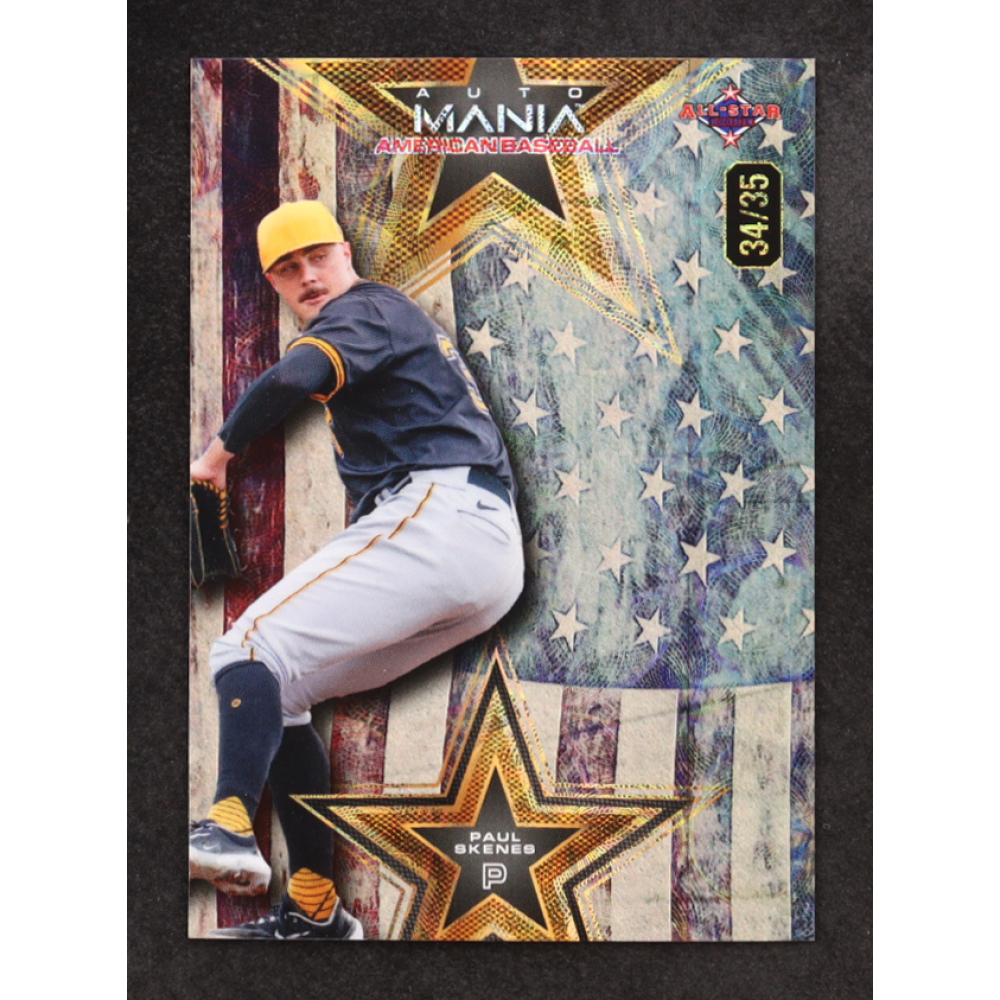 Paul Skenes 2024 Wild Card Auto Mania Vintage Flag Kaliedoscope #AMASPS3 RC #34/35 at PristineAuction.com