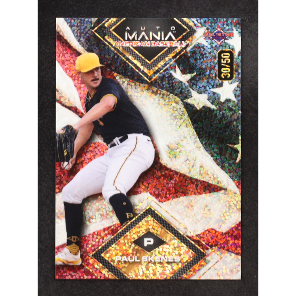 Paul Skenes 2024 Wild Card Auto Mania American Baseball American Flag Sparkle #AMAD-PS3 #30/50 RC at PristineAuction.com