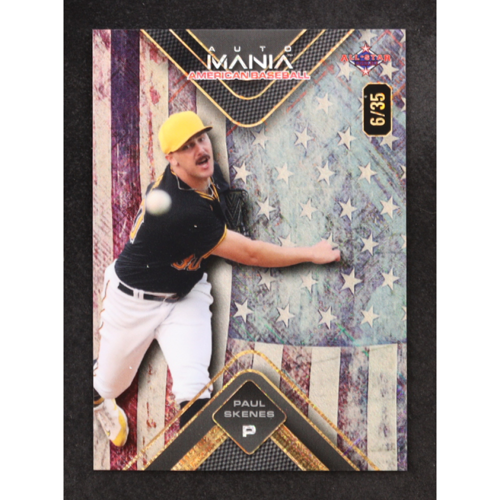 Paul Skenes 2024 Wild Card Auto Mania Vintage Flag Shimmer #AMATPS2 RC #6/35 at PristineAuction.com