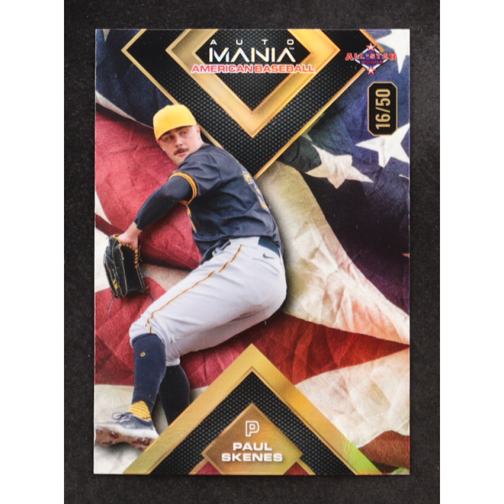 Paul Skenes 2024 Wild Card Auto Mania American Flag #AMASQPS3 RC #16/50 at PristineAuction.com