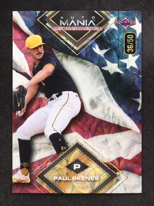 Paul Skenes 2024 Wild Card Auto Mania American Baseball American Flag Kaleidoscope #AMAD-PS3 #36/50 RC at PristineAuction.com Paul Skenes 2024 Wild Card Auto Mania American Baseball American Flag Kaleidoscope #AMAD-PS3 #36/50 RC at PristineAuction.com