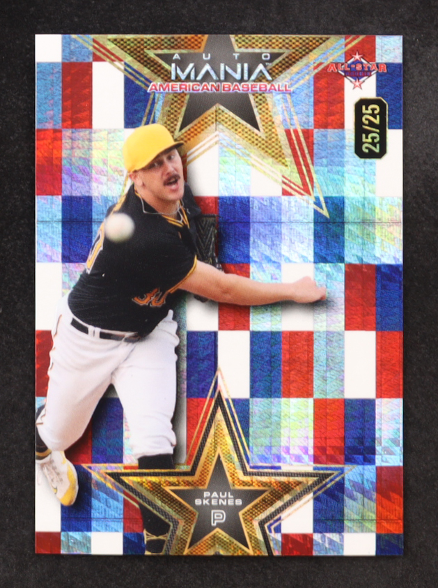 Paul Skenes 2024 Wild Card Auto Mania Star Americana Hyper #AMAS-PS2 #25/25 RC at PristineAuction.com Paul Skenes 2024 Wild Card Auto Mania Star Americana Hyper #AMAS-PS2 #25/25 RC at PristineAuction.com