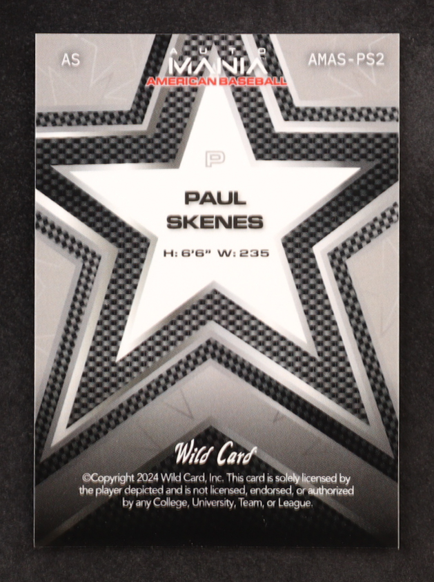 Paul Skenes 2024 Wild Card Auto Mania Star Americana Hyper #AMAS-PS2 #25/25 RC at PristineAuction.com Paul Skenes 2024 Wild Card Auto Mania Star Americana Hyper #AMAS-PS2 #25/25 RC at PristineAuction.com