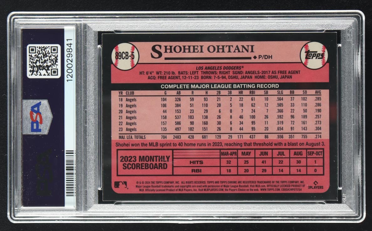 Shohei Ohtani 2024 Topps Chrome / 1989 Topps #5 (PSA 10) at PristineAuction.com Shohei Ohtani 2024 Topps Chrome / 1989 Topps #5 (PSA 10) at PristineAuction.com