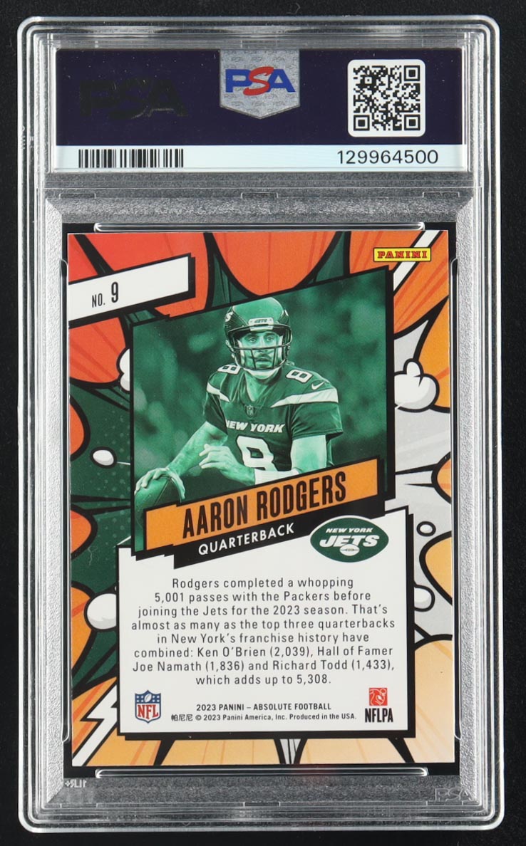 Aaron Rodgers 2023 Absolute Explosive #9 (PSA 10) at PristineAuction.com Aaron Rodgers 2023 Absolute Explosive #9 (PSA 10) at PristineAuction.com