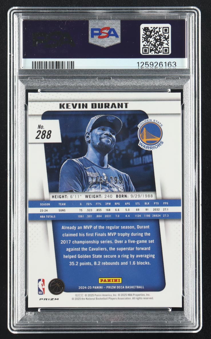 Kevin Durant 2024 Panini Prizm Deca Red Prizm #288 #145/199 (PSA 10) at PristineAuction.com Kevin Durant 2024 Panini Prizm Deca Red Prizm #288 #145/199 (PSA 10) at PristineAuction.com