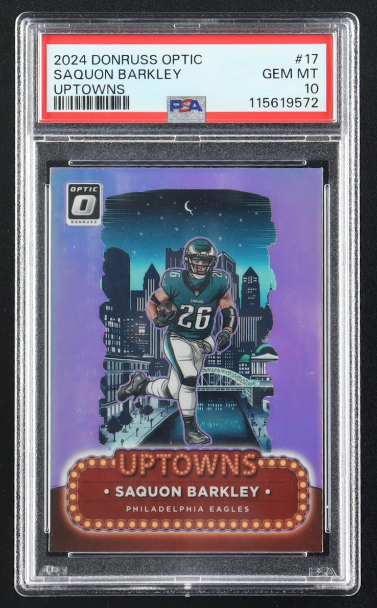 Saquon Barkley 2024 Donruss Optic Uptowns #17 (PSA 10) at PristineAuction.com Saquon Barkley 2024 Donruss Optic Uptowns #17 (PSA 10) at PristineAuction.com