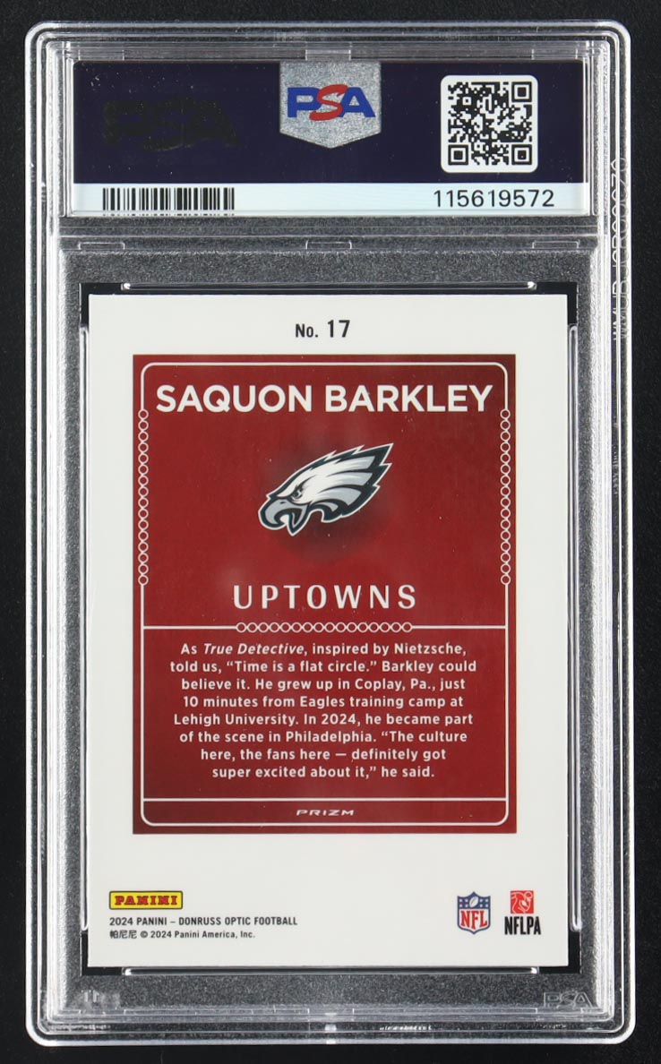 Saquon Barkley 2024 Donruss Optic Uptowns #17 (PSA 10) at PristineAuction.com Saquon Barkley 2024 Donruss Optic Uptowns #17 (PSA 10) at PristineAuction.com