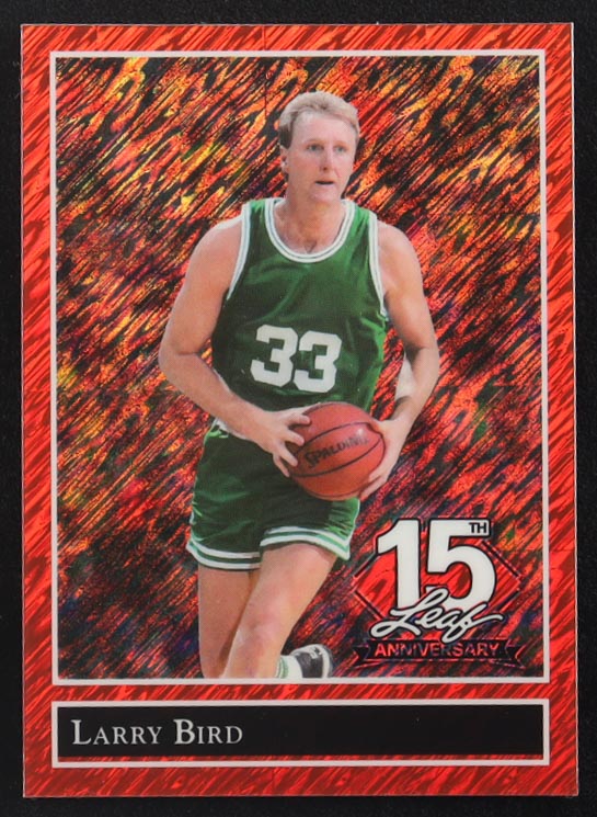 Larry Bird 2025 Leaf 15th Anniversary Gold Leaf Stars '92 Red Shimmer #92B103 #2/3 at PristineAuction.com Larry Bird 2025 Leaf 15th Anniversary Gold Leaf Stars '92 Red Shimmer #92B103 #2/3 at PristineAuction.com